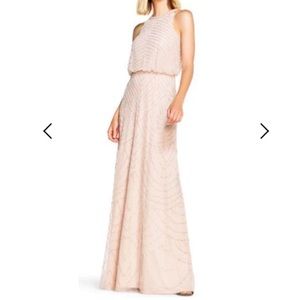 Art Deco Beaded Blouson Dress with Halter Neckline